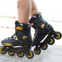 Patins à roulettes noir blanc réglable patins à roues alignées à cadre en alliage d'aluminium