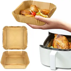 Personalizado cocina desechable a prueba de aceite barbacoa plato comida horno freidora papel antiadherente freidora de aire papel para hornear freidora de aire Liner