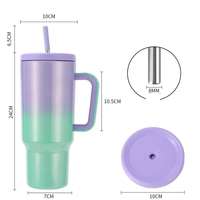 Vaso de 40oz con asa, nuevo diseño, impresión personalizada, termo, doble pared, promoción, venta, boca ancha, tazas de acero inoxidable aisladas