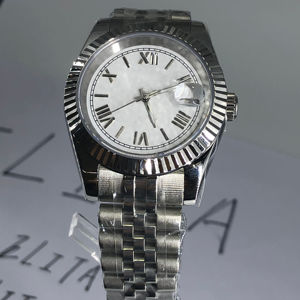 Montre mécanique pour homme avec logo personnalisé, lunette cannelée, cadran soleil argenté, mouvement japonais NH35A, montre-bracelet de luxe OEM - Product Image 2