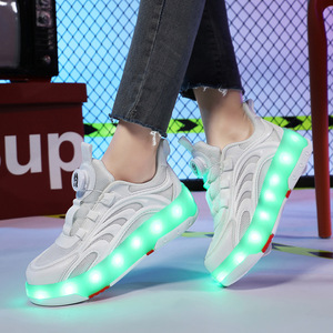 Childrens Roller Skates Breathable Led Light Up Shoes Outdoor Sports For Boys Girls Size 28 41 Mesh Plastic Wheels - Product Image 4