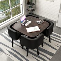 Ensemble de salle à manger carré de luxe moderne pour hôtel et restaurant, 4 chaises, table à manger avec fonction extensible et pieds en métal