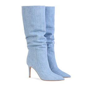 Produttore Custom <span class=keywords><strong>donna</strong></span> taglie forti Eur 34-46 punta punta blu Stiletto moda <span class=keywords><strong>stivali</strong></span> al ginocchio <span class=keywords><strong>da</strong></span> <span class=keywords><strong>Cowboy</strong></span> - Product Image 3
