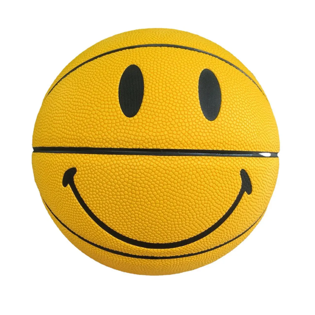 Aangepaste Gele Smiley Basketbal Maat 7 Volwassen Pu Standaard Concurrentie Basketbal