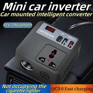 Tot Selling QC3.0 onduleur de voiture AC monophasé Super <span class=keywords><strong>rapide</strong></span> 150W avec USB-C PD et sortie cc 12/24V à <span class=keywords><strong>convertisseur</strong></span> 110-220V - Product Image 4
