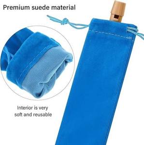 Pochette à cordon en daim de luxe recyclable avec logo de marque personnalisé pour le vin, le café, les stylos, les pinces à épiler, les bijoux - Product Image 6