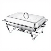 Chariot de buffet pliable en acier inoxydable argenté épaissi, à chauffage à l'alcool et isolation thermique, pour hôtels, vente directe transfrontalière