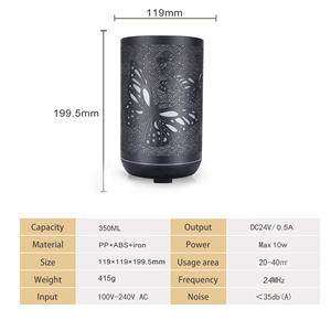 Diffuseur d'arômes Ty-311 Extra Large Butterfly, type brume, 0,5 L, humidificateur à huiles essentielles avec minuterie de 2 à 8 heures pour la maison et le commerce - Product Image 5