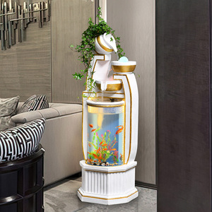 Fontaine d'intérieur en résine Quanfangyuan avec circulation d'eau, décoration d'aquarium et éclairage pour aménagement paysager au sol - Product Image 4