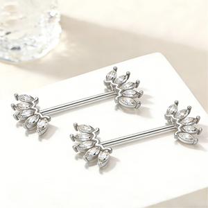 Set di 5 Paia di Anelli per Capezzoli in Acciaio Chirurgico 316L con Zirconi Trasparenti, <span class=keywords><strong>Gioielli</strong></span> per <span class=keywords><strong>Piercing</strong></span> ai Capezzoli da Donna, 14G, Regalo di <span class=keywords><strong>Gioielli</strong></span> per Capezzoli in Oro - Product Image 6