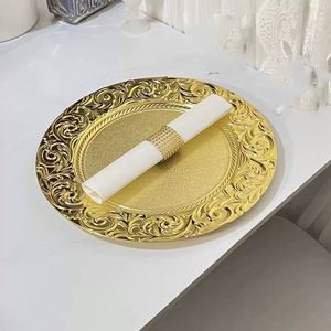 Assiette Principale en Plastique Premium 2022 pour Banquet de Mariage, Motif Européen Nouveau, 13 Pouces, Super Brillante, Commande Minimale 100 Pièces - Product Image 1
