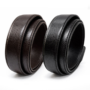 Correa de cuero de vaca negra/marrón AT-30-120-Classic fabricada en Corea, 30 mm x 120 cm, sin orificios para hebilla automática de trinquete. - Product Image 2