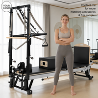 Appareil de Pilates Reformer JOYFIT avec tour combinée, structure en bois, pour la maison, le studio, la salle de sport, l'entraînement professionnel