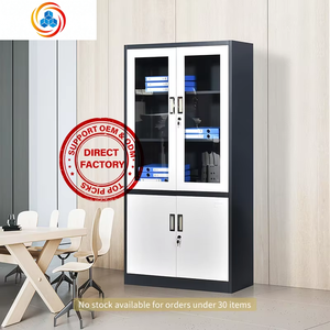 Archivador de Oficina de Hierro con Diseño Chino, Personalizable, Ignífugo, con Puertas de Vidrio y Hierro, Fácil de Montar, Ahorra Espacio, H1850W900D400mm - Product Image 1