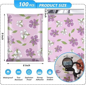 Bolsas de Envío Impermeables y Resistentes a Desgarros Huamaohengchun para Ropa, Bolsas de Correo Autosellables Resistentes con Estampado de Flores Moradas - Product Image 3