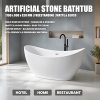 Baignoire autoportante moderne en pierre artificielle 67 pouces, baignoire de trempage en surface solide pour la rénovation des salles de bain d'hôtels et de maisons, personnalisation OEM