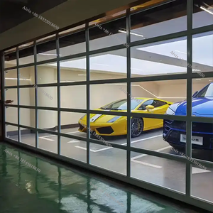 Porte de garage sectionnelle moderne en verre 2026, vue panoramique, 10x7, portes de garage pliantes coulissantes simples avec portillon piétonnier – <span class=keywords><strong>Prix</strong></span> - Product Image 2