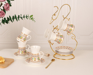 OEM logo personalizado decorativo etiqueta blanca de porcelana de importación <span class=keywords><strong>tazas</strong></span> de café de cerámica árabe - Product Image 4