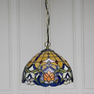 Lámpara Colgante Estilo Tiffany LongHuiJing de 12 Pulgadas, Pantalla de Vidrio de Colores Barroco, Luces de Techo - Product Image 4
