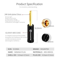 RASANTEK 8PCS Plaqué Or Pogo Pin Audio Fiches Banane Fabrication Hifi Audio Vidéo Connecteur Banane pour Câble Haut-Parleur