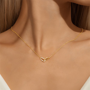 Collar con Colgante CANNER Hoop de Plata de Ley 925 Chapado en Oro con Perla Irregular y Circonita, Regalo de Boda Moderno - Product Image 6