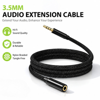 Cable de Extensión de Audio Hi-Fi de 3.5mm, Conductor de Cobre Desnudo, Trenzado de Nailon, Chapado en Oro, Macho-Hembra, Estéreo, Auxiliar, para Auriculares, Altavoces de Coche