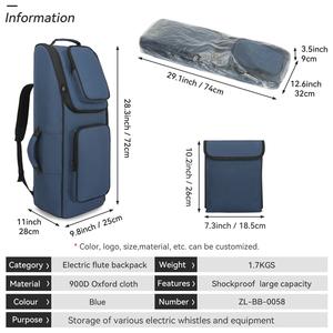 Étui de transport pour flûte et <span class=keywords><strong>clarinette</strong></span>, imperméable, léger, durable, antichoc, pour débutants, avec fermeture éclair, bandoulière réglable, extérieur - Product Image 6