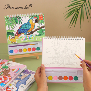 Kit de peinture à l'<span class=keywords><strong>aquarelle</strong></span> pour enfants, ensemble portable de peinture à l'<span class=keywords><strong>aquarelle</strong></span> pour étudiants, livre de papier à <span class=keywords><strong>aquarelle</strong></span> DIY 8 couleurs pour la peinture - Product Image 2
