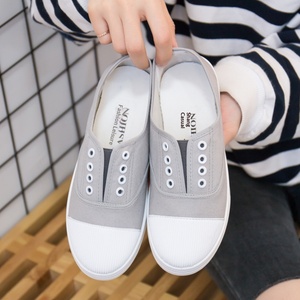 Nouvelles baskets basses en <span class=keywords><strong>toile</strong></span> respirantes à enfiler pour étudiantes, décontractées, blanches, disponibles en gros - Product Image 3