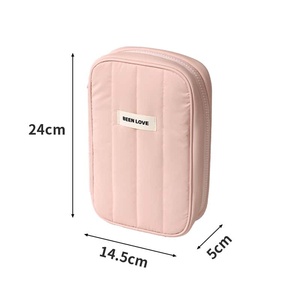 Water Resistant Nylon Cosmetic Pouch Silver Medium Zipper Travel Organizer Fashion Style OEM - Product Image 3