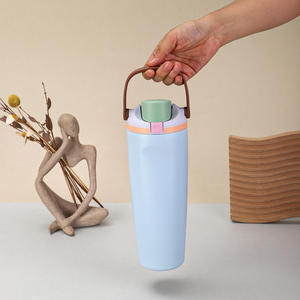 Logo personalizzato Owalo Sway 30oz bottiglia con paglia a doppia parete isolante sottovuoto in acciaio inox da viaggio <span class=keywords><strong>Tumbler</strong></span> 30oz con manico - Product Image 5