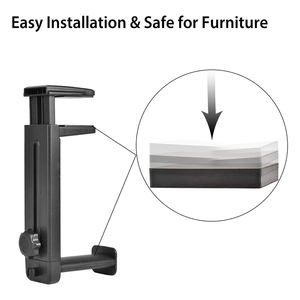 Support de casque rotatif noir pour PC, support de casque de jeu réglable à fixer sous le bureau avec rotation à 360 degrés - Product Image 6