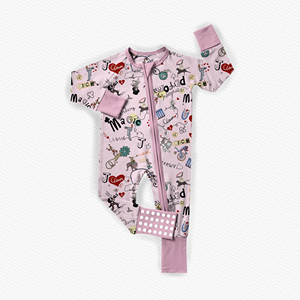 Pyjama en bambou imprimé sur mesure <span class=keywords><strong>avec</strong></span> fermeture éclair, antidérapant, combinaison pour nouveau-né, pyjama à pieds en fibre de bambou pour bébé - Product Image 4