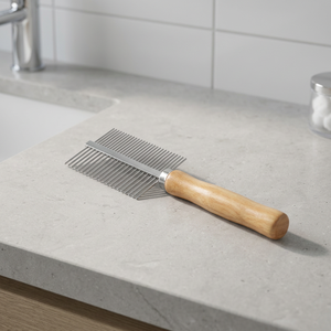 Peigne pour chien en acier inoxydable avec manche en bois, brosse de toilettage pour animaux de compagnie double face - Product Image 4