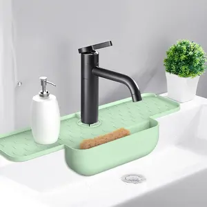 Silicone Kitchen Faucet Mat Sink Splash Pad Drain Pad Bathroom Countertop  Protector Shampoo Soap Dispenser Quick
