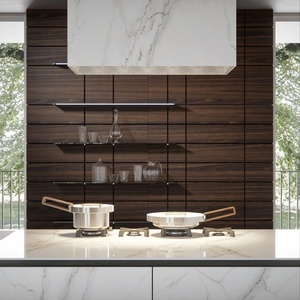 Meuble de cuisine de luxe 2026, design modulaire, placage bois, meuble de cuisine moderne avec système de tirage vers le bas - Product Image 4