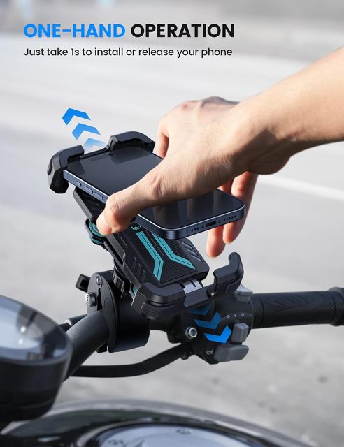 One Hand Operation 360 Rotate Super Magnetic Motorcycle Phone Mount Shockproof Cycling Phone Holder ABS Flexible Adjustable