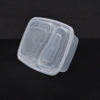 Boîte à emporter à 2 compartiments de 1000 ml en polypropylène, robuste, de qualité alimentaire, avec couvercle à clipser pour la restauration