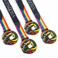 Médaille de finisseur personnalisée Rainbow Run, logo sur mesure, alliage de zinc, émail souple, ronde creuse, récompense pour événement sportif