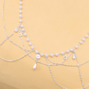 Cadena de cintura con borlas de perlas para mujer, cadena de varias capas de perlas de imitación, joyería corporal, accesorio de moda para boda, blanco K Two Lobster - Product Image 4