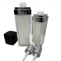 Flacon en plastique noir et blanc de haute qualité de 50 ml et 100 ml avec pompe, emballage pour shampooing, lotion, crème solaire.