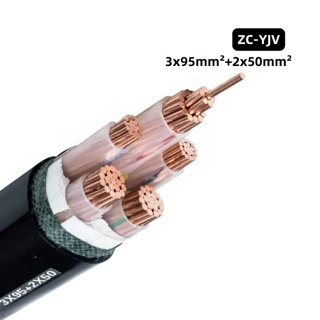 0.6/1kV ZC-YJV-3x95+2x50mm XLPE Insulated Industrial Railway Construction Power Station Power Cable Oxygen-Free Copper 30A