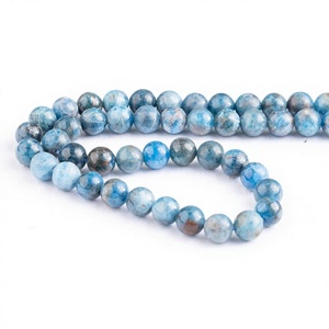 Perles rondes en apatite bleue naturelle de 8 mm, pierres précieuses lisses et polies, en vrac, pour la fabrication de bijoux, vente en gros - Product Image 4