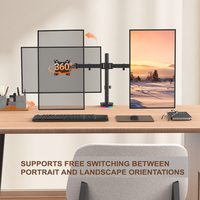 Support double moniteur personnalisé Khcoohoo avec hub intégré, ports RGB réglables, inclinaison de 45°, en acier allié, pour écrans 13-27'', stock 90