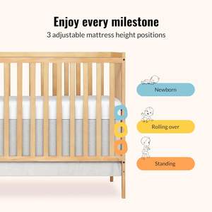 Lit bébé convertible 5-en-1 Dream Me Synergy, taille standard, transformable en lit d'appoint pour tout-petit, couleur naturelle, pour matelas Gold BSA 3 - Product Image 6