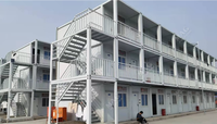 MAG Maison en conteneur à des prix abordables 2 maisons préfabriquées de 3 étages dortoir d'hôtel avec passerelle escaliers auvent