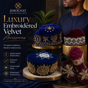 Sombrero Tradicional Yoruba de Seda Asinde para Hombre, Ecológico, con Patrón de Hojas, para Bodas, Iglesia, Eventos Culturales, Suministro al por Mayor - Product Image 1