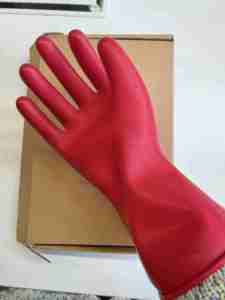 Gants diélectriques en caoutchouc latex isolant bicolore de classe haute tension 00/0/1/2/3/4 pour travaux électriques, gants en caoutchouc électriques - Product Image 2