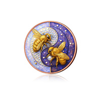 Pièce de monnaie commémorative personnalisée en cuivre pur .999 de 1 oz, motif Abeille, Myrtille, Yin Yang, Art UV, Thème Nature, Pièce de défi