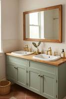 Meuble-lavabo de salle de bain Anewson de style transitionnel avec dessus en marbre et armoire de style Shaker pour la maison